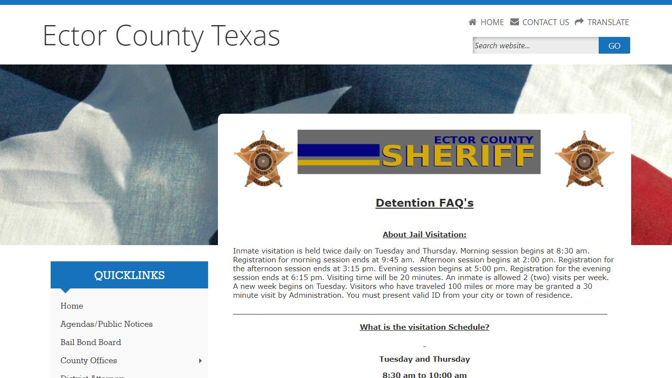Welcome to Ector County Sheriff Detention Bureau Webpage!