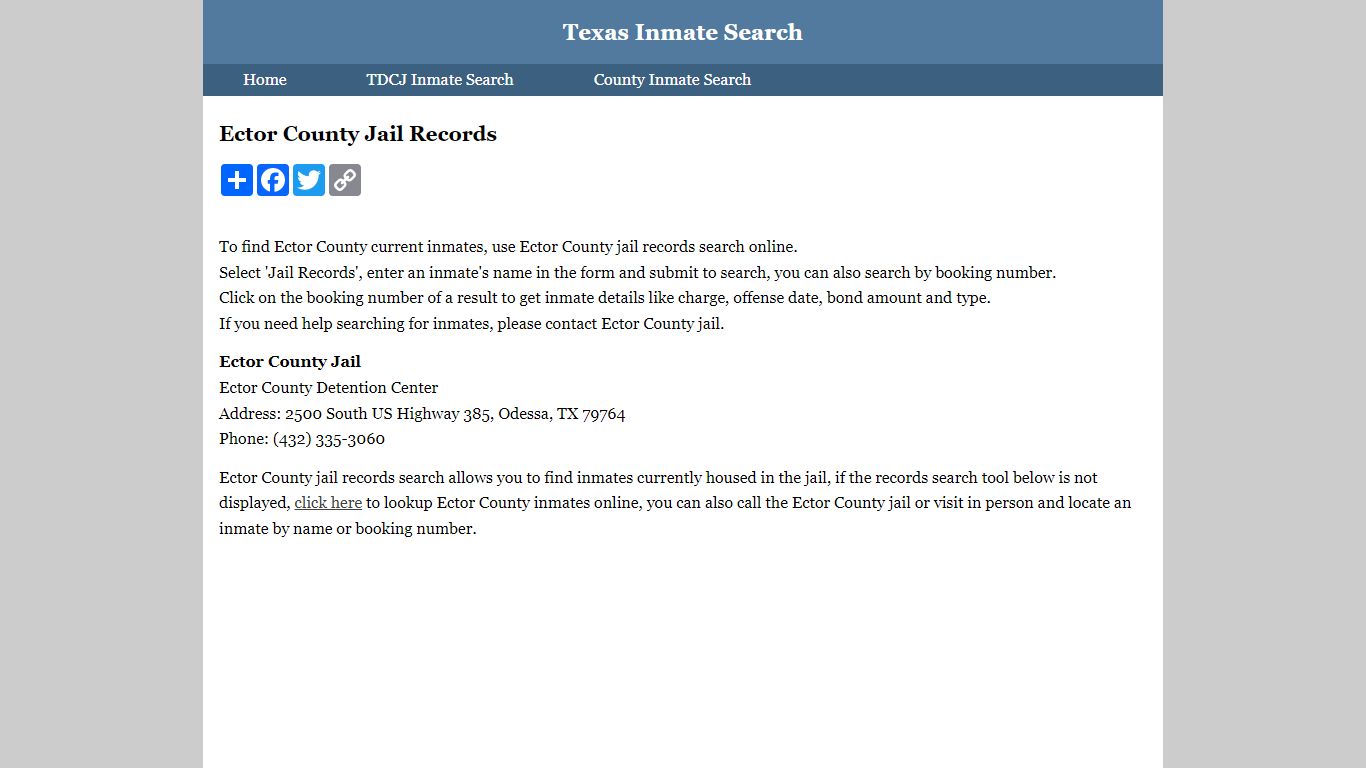 Ector County Jail Records